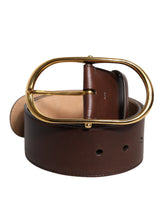 Dolce & Gabbana Brown Logo Engraved Metal Waist Buckle Belt