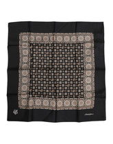 Dolce & Gabbana Black Brown Patterned Square Foulard Scarf