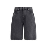 7FOR Black Cotton Bermuda Shorts