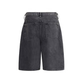 7FOR Black Cotton Bermuda Shorts