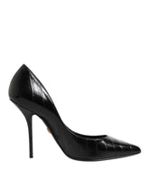Dolce & Gabbana Black Leather Stiletto High Heels Pumps Shoes