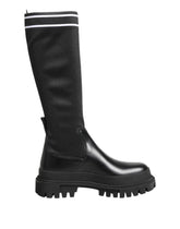 Dolce & Gabbana Black White Polyester Socks High Boots Shoes