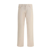 7FOR Beige Cotton Straight-Leg Jeans