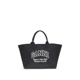 Ganni Black Cotton Shoulder Bag