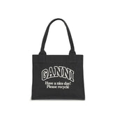 Ganni Black Cotton Shoulder Bag