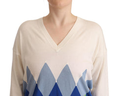 Ballantyne Multicolor Floral Cashmere Cotton Pullover Sweater