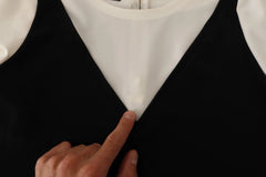 Boutique Moschino Black White Polyester Short Sleeves Top Blouse