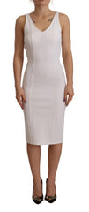 Maison Margiela Rayon White Sleeveless V-neck Sheath Midi Dress