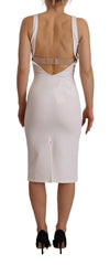 Maison Margiela Rayon White Sleeveless V-neck Sheath Midi Dress