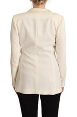 Patrizia Pepe Wrap Off White Long Sleeves Viscose Blazer Jacket