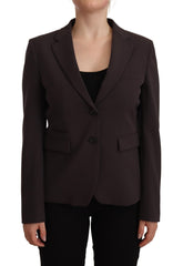 F.IT Brown Long Sleeve Single Breasted Women Jacket Blazer