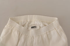 Maison Margiela White High Waist Cropped Women Trouser Pants