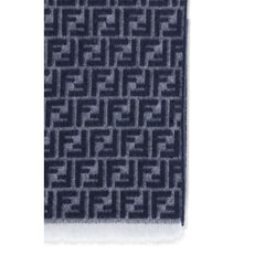 Fendi Blue Fleece Wool Scarf