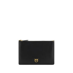 PINKO Black Calf Leather Bos Taurus Shoulder Bag