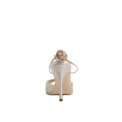 Manolo Blahnik Beige Silk Platform Sandals