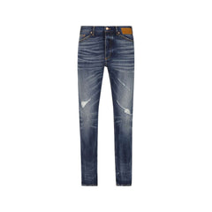 Palm Angels Blue Cotton Straight-Leg Jeans