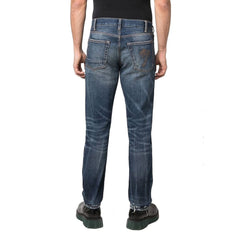 Palm Angels Blue Cotton Straight-Leg Jeans
