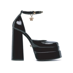 Versace Black Calfskin Platform Sandals