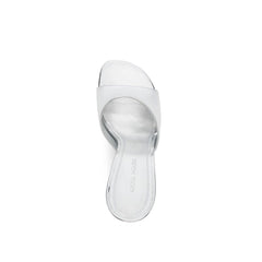 Amina Muaddi Silver Calfskin Mules