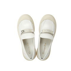 Dior White Calfskin Platform Loafers