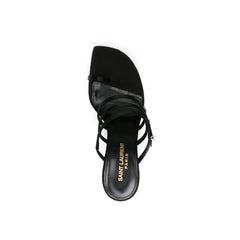 Saint Laurent Black Silk Stiletto Heel Sandals
