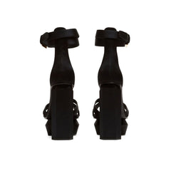 Balmain Black Silk Platform Sandals