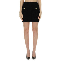 Balmain Black Cotton Mini Skirt