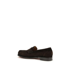 Santoni Brown Calf Leather Bos Taurus Slip-On Loafers