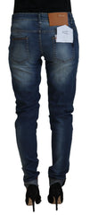 Acht Blue Washed Cotton Slim Fit Women Denim Pants Jeans