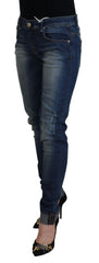 Acht Blue Washed Cotton Slim Fit Women Denim Pants Jeans