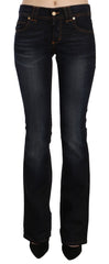 John Galliano Blue Washed Mid Waist Regular Leg Boot Cut Denim Jeans