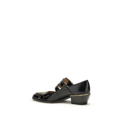 Chloé Black Calf Leather Bos Taurus Ballet Flats