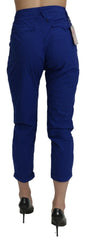 CYCLE Cotton Royal Blue High Waist Skinny Cropped Trouser Pants