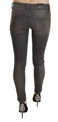 Costume National Gray Washed Low Waist Skinny Jeans