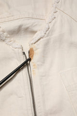 Dolce & Gabbana Off White Cotton Full Zip Denim Men Blouson Jacket