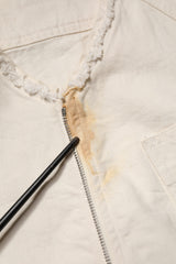 Dolce & Gabbana Off White Cotton Full Zip Denim Men Blouson Jacket