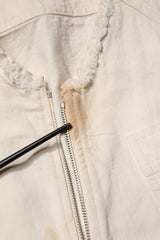 Dolce & Gabbana Off White Cotton Full Zip Denim Men Blouson Jacket