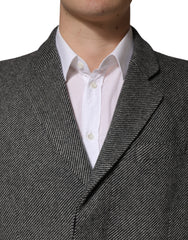 Dolce & Gabbana Gray Single Breasted Men Trench Coat Jacket