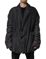 Dolce & Gabbana Black Silk Padded Parka Men Coat Jacket