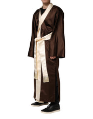 Dolce & Gabbana Brown Cream Lounge Belted Bathrobe Jacket