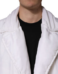 Dolce & Gabbana White Silk Padded Parka Men Coat Jacket