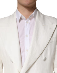 Dolce & Gabbana White Double Breasted Men Trench Coat Jacket