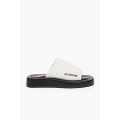 Moschino Black And White Leather Slides