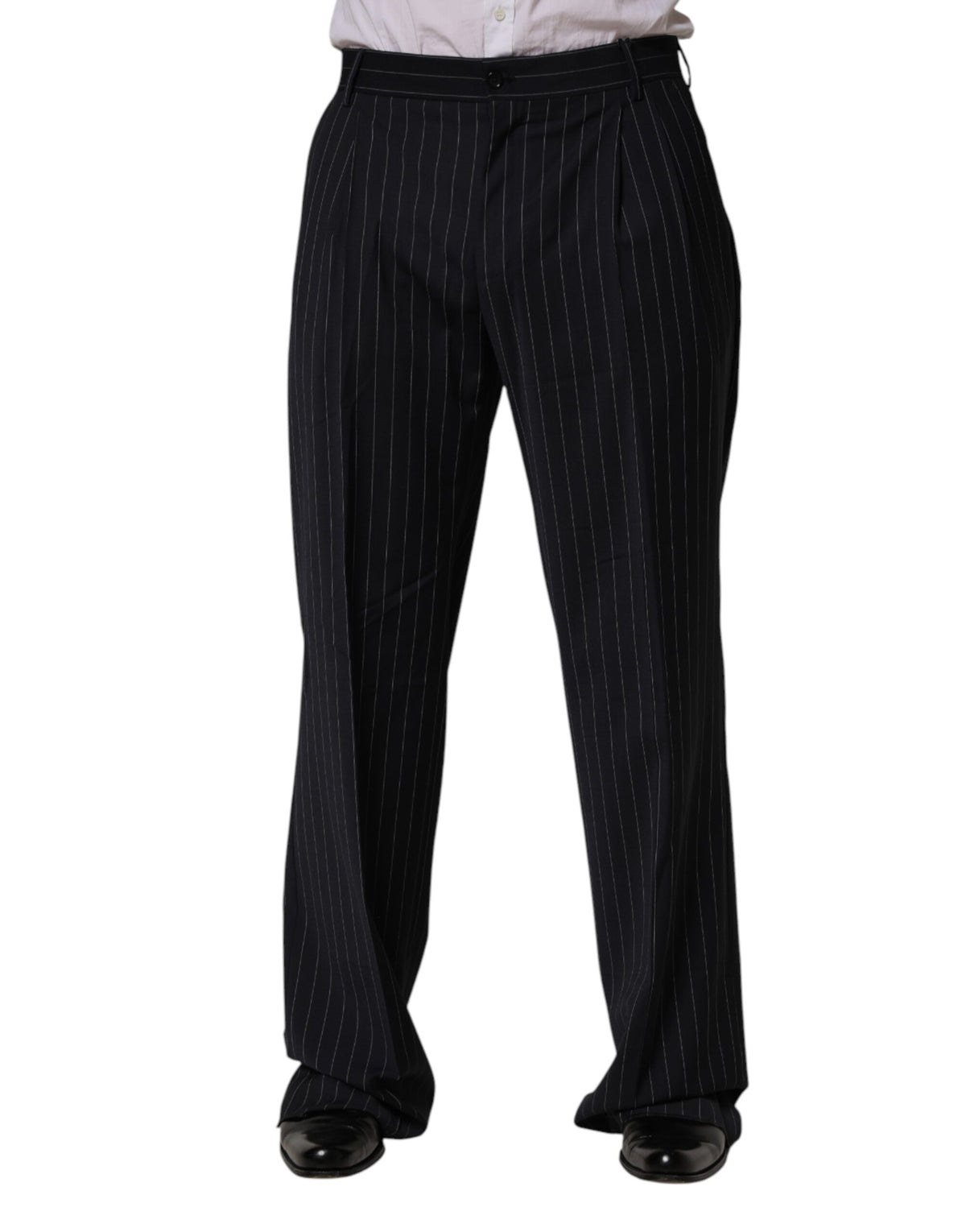 Dolce & Gabbana Black Stripe Straight Men Dress Trouser Pants