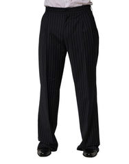 Dolce & Gabbana Black Stripe Straight Men Dress Trouser Pants