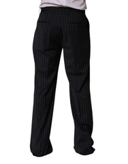 Dolce & Gabbana Black Stripe Straight Men Dress Trouser Pants