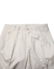 Dolce & Gabbana White Silk Tapered Dress Men Trouser Pants