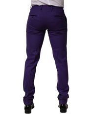 Dolce & Gabbana Purple Wool Skinny Dress Men Trouser Pants