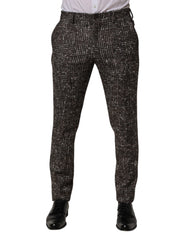Dolce & Gabbana Brown Wool Plaid Skinny Dress Trouser Pants