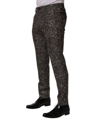 Dolce & Gabbana Brown Wool Plaid Skinny Dress Trouser Pants